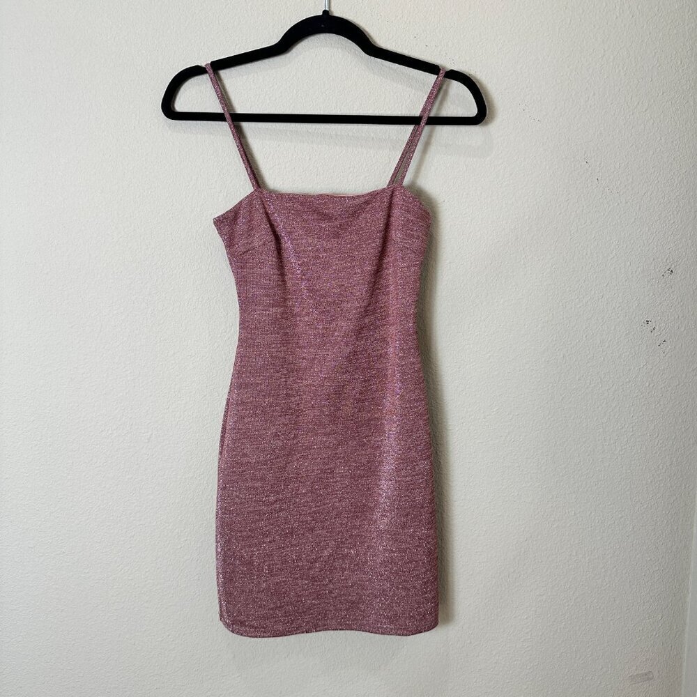 BLUE BLUSH Los Angeles Rose Gold Blush Pink Sparkle Mini Dress Size Small - Picture 2 of 7